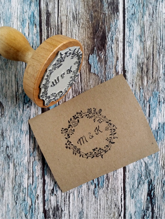 Stempel ślubny personalizowany wianek 3 50x50mm DrukLove