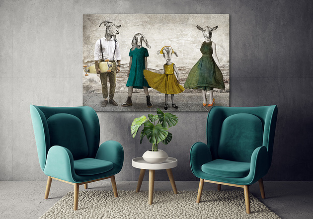 obrazy Obraz na płótnie -KOZY Z CÓRKAMI 120x80cm