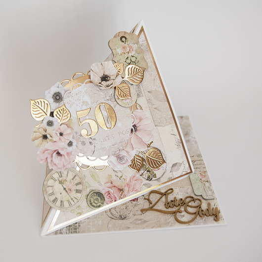 kartki scrapbooking 50 rocznica ślubu, złote gody, kartka 3d