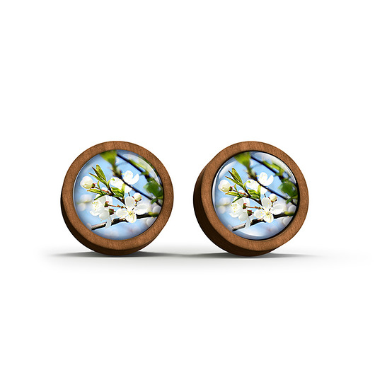 kolczyki drewniane Kolczyki drewniane - Błękitne niebo - sztyfty