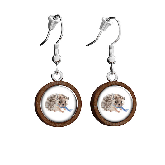 kolczyki drewniane Kolczyki drewniane -Jeżyk - wiszące