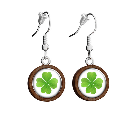 kolczyki drewniane Kolczyki drewniane - Koniczynka - wiszące