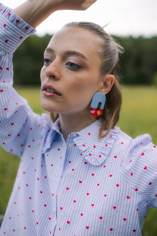 kolczyki z masy plastycznej Kolczyki wiszące geometryczne