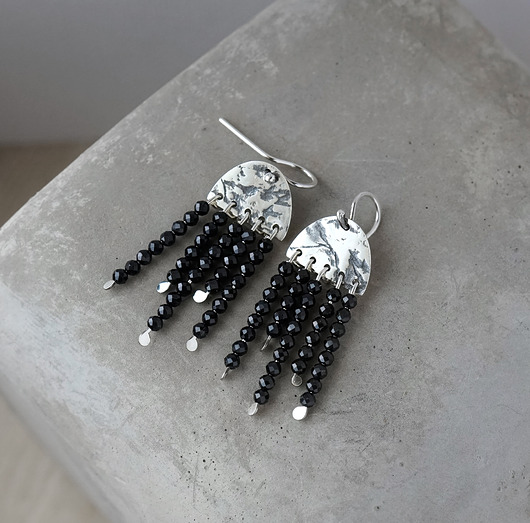 kolczyki srebrne ROSA - srebro i spinel