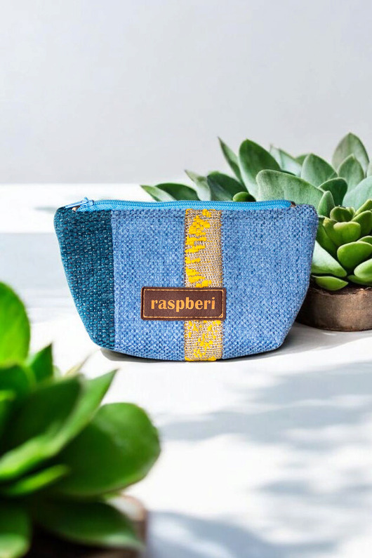 kosmetyczki Niebieska patchworkowa kosmetyczka MINI