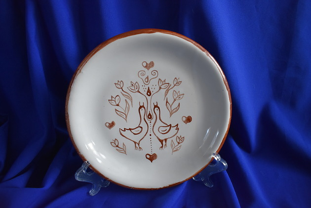 patery i talerze Talerz ceramiczny rustykalny Kurki brąz