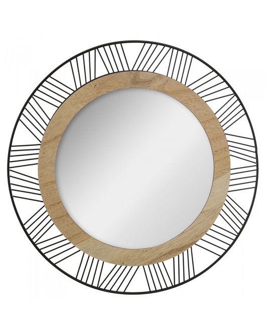 Lustro Okrągłe Metal Drewno MIA home