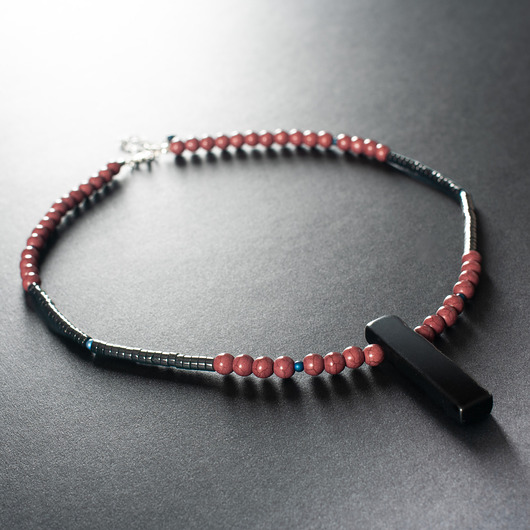 kolie Naszyjnik z jaspisem cesarskim i pirytem. [SN14]