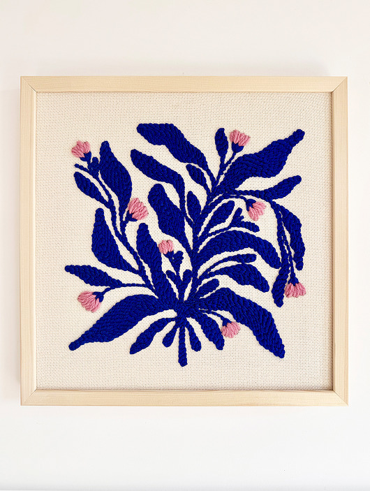 obrazy BLUE FLORA  Zestaw Punch Needle + e-book z instrukcją krok po kroku