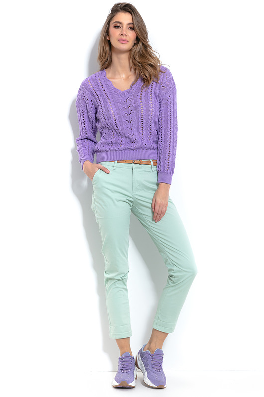Sweter ażurowy w serek F992 FOBYA