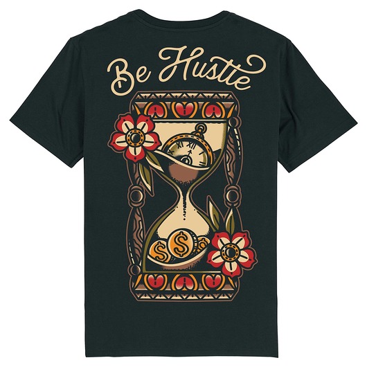 Koszulka czarna męska - unisex - Hourglass BeHustle Apparel