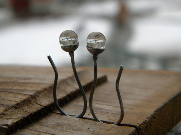 kolczyki wire wrapping małe kuleczki  - kolczyki