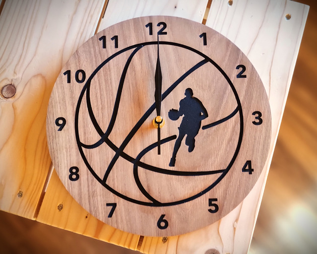 zegary Zegar koszykówka, piłka do kosza, młodzieżowy z drewna
