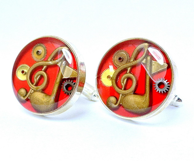 spinki do mankietów SPINKI - Nutki (czerwone)