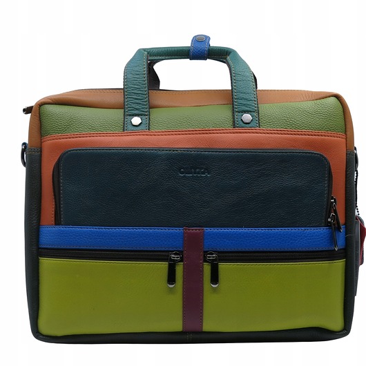 torby na ramię Aktówka torba na laptopa skórzana rączki regulowany pasek kieszenie OLIVKA