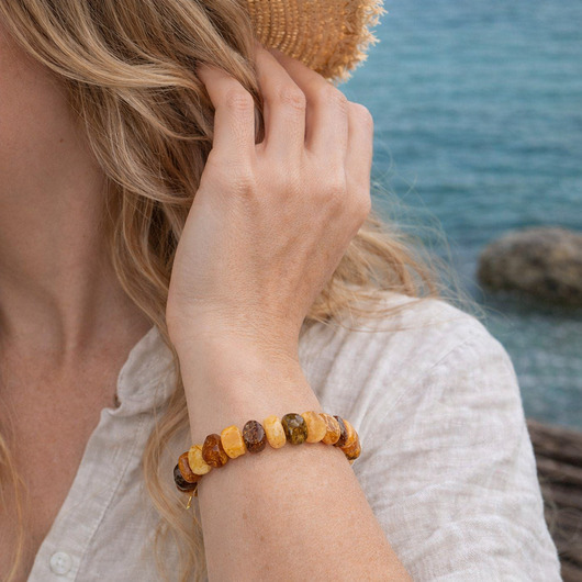 bransoletki z kamieni naturalnych Bransoletka z bursztynu bałtyckiego - bransoletka talarkowa