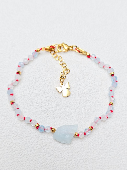 bransoletki na sznurku Supełkowane Akwamaryny