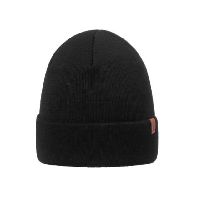 czapki damskie Wełniana czarna czapka 100% merino wool, gładka