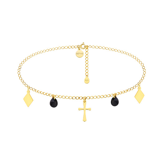 Złoty łańcuszkowy choker z krzyżem i rombem SOTHO