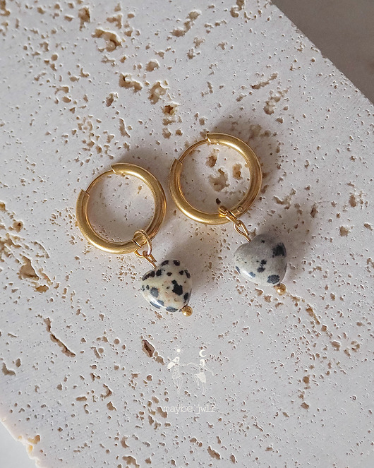 kolczyki z kamieniami Kolczyki 2w1 z zawieszką z kamienia naturalnego