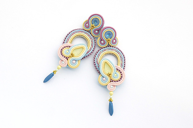 kolczyki soutache Pastelowe suptelne kolczyki