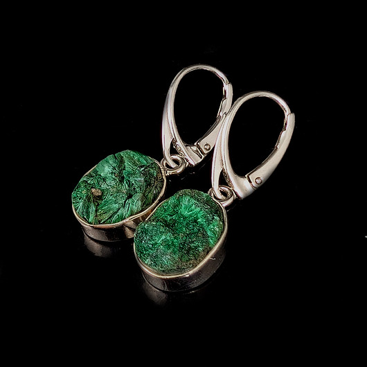 kolczyki srebrne Kolczyki srebrne malachity włókniste