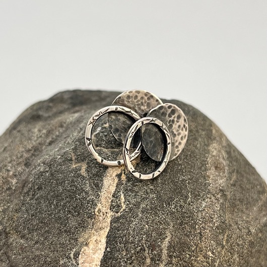 kolczyki wire wrapping Podwójne koła - Srebrne kolczyki