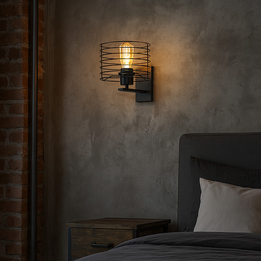 kinkiety Czarna lampa ścienna do sypialni w stylu loft AROLA LOFT