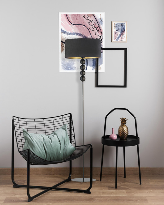lampy podłogowe Czarna lampa podłogowa do czytania BERMUDY VELUR