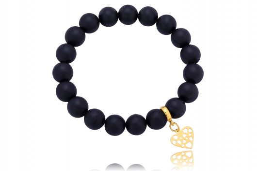 BRANSOLETKA onyks + srebro 925 pozłacane Coccola JEWELLERY