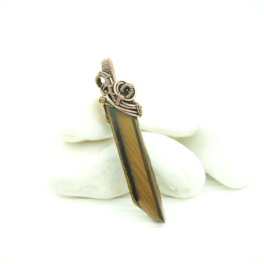wisiory Tygrysie oko wisiorek wire wrapping