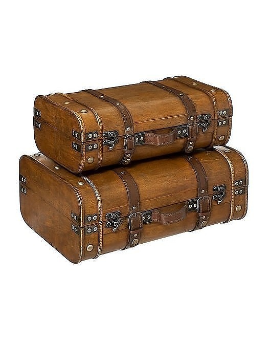 skrzynki, kufry i pudła Kufer Drewniany 2 szt. Walizka Drewniana z Paskiem