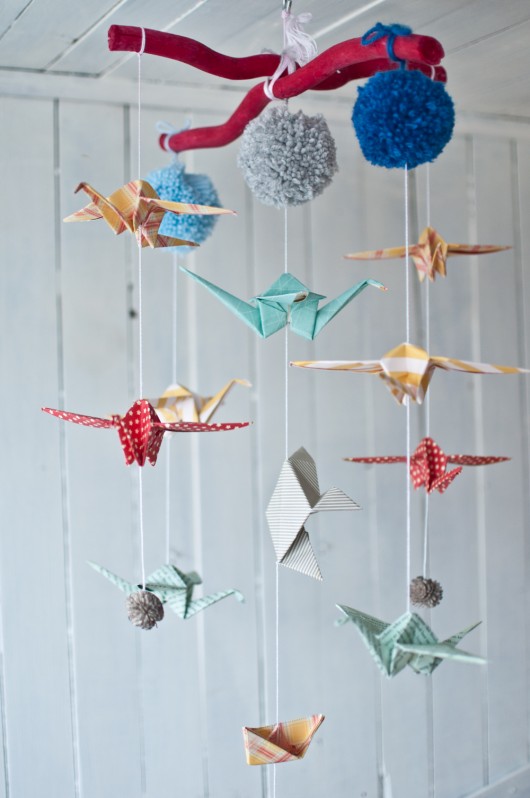 Mobil origami "Niebieskie pompony" MoiMili