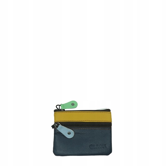 portfele damskie Saszetka skórzana skóra naturalna na klucze bilon poręczna OLIVKA