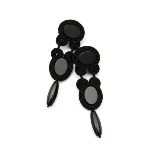 Długie czarne kolczyki soutache maanuela