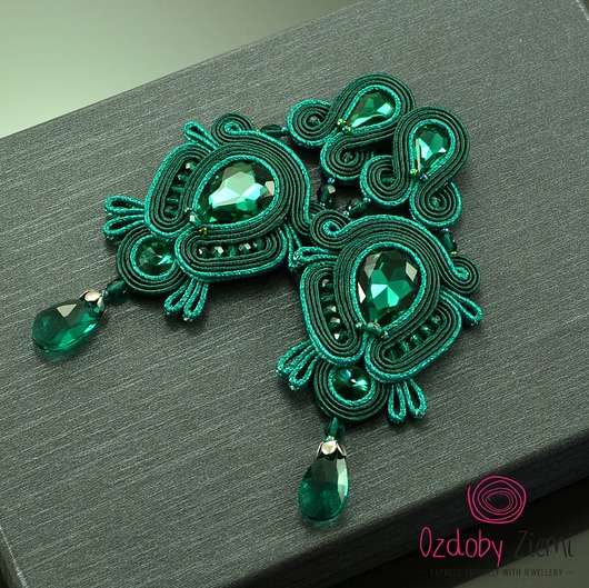 kolczyki soutache Szmaragdowe kolczyki sutasz