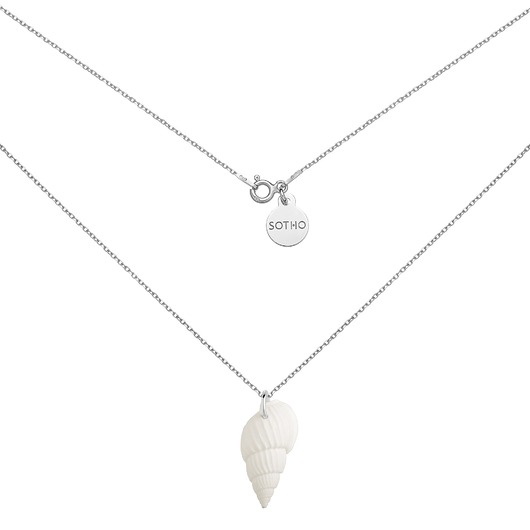 srebrne naszyjniki Srebrny naszyjnik z białą muszelką