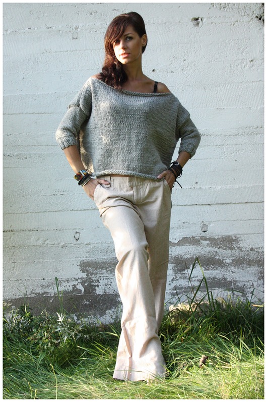swetry damskie  Sweter oversize handmade