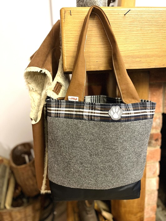 torby na ramię Zimowa torebka w kratkę MOKKA z kosmetyczką