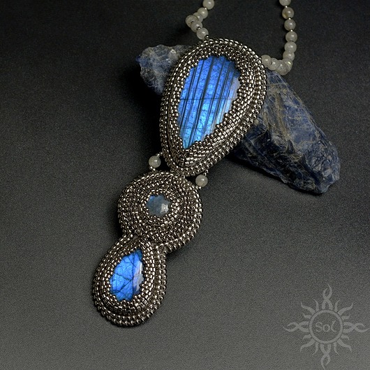 Thellesi,naszyjnik z labradorytami,beading Sol