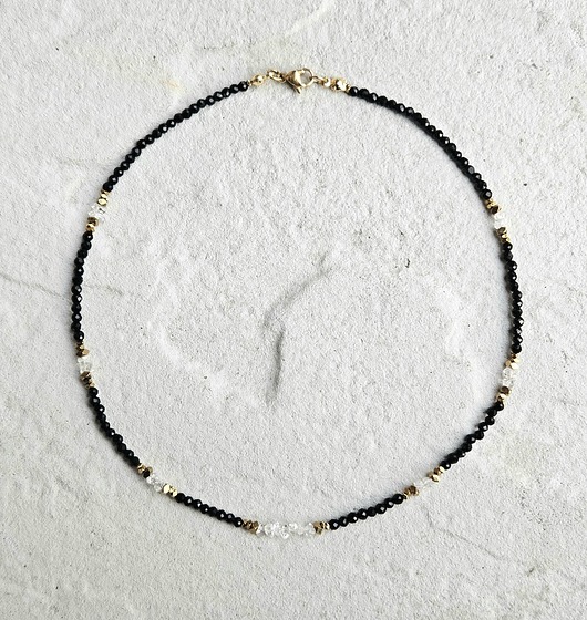 złote naszyjniki Naszyjnik N28  Diament Herkimer, spinel