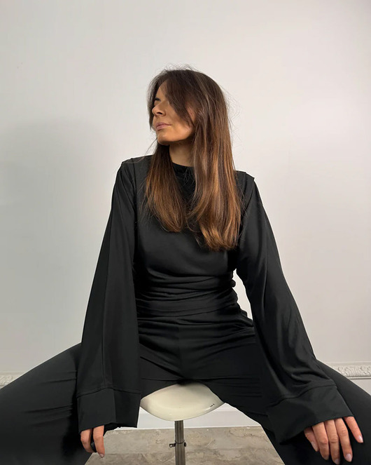 bluzki z długim rękawem damskie Longsleeve Serenity new modal black