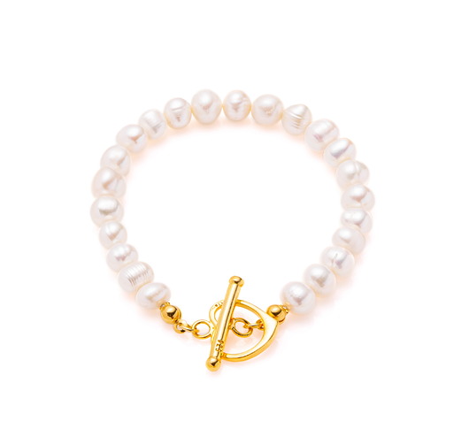 bransoletki z kamieni naturalnych Bransoletka perły srebro 925 pozłacane