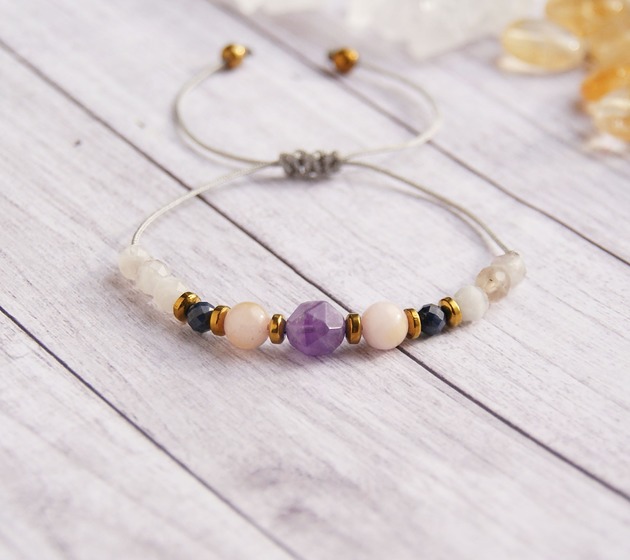 bransoletki z kamieni naturalnych RYBY - zodiac collection - SZAFIR, AMETYST, OPAL