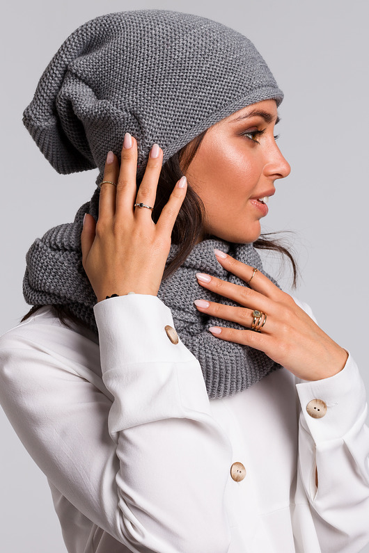 czapki damskie Czapka smerfetka - szara (BK-044)