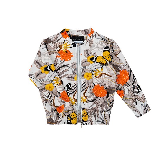 bluzy dla dziewczynki Bluza bomberka ze stójką dziecięca hawajskie jasne
