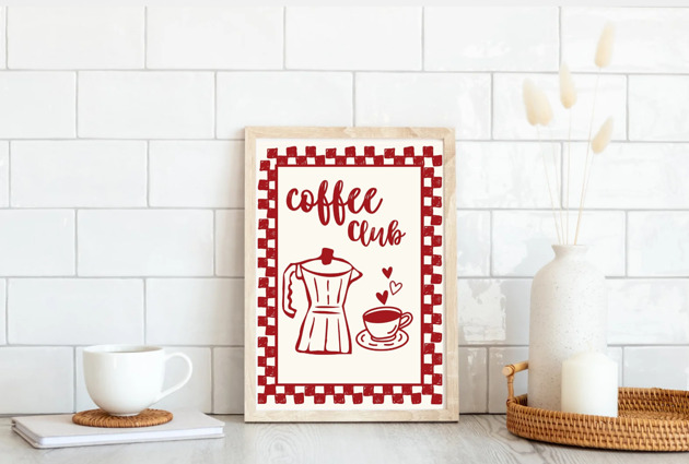 grafiki i ilustracje PLAKAT kawa, coffee club, rysunek do kuchni, grafika dla kawosza