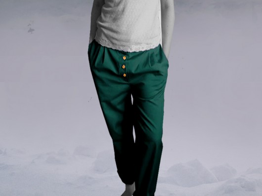 spodnie materiałowe damskie pantalony - morskość