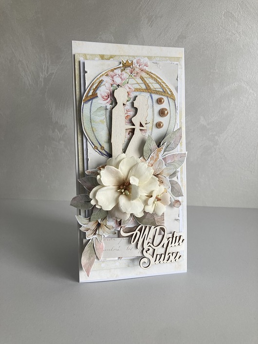 kartki scrapbooking Kartka ślubna Ona i On
