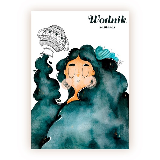 kartki okolicznościowe - wydruki Kartka okolicznościowa Zodiakalna a5 WODNIK